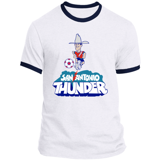 San Antonio Thunder T-shirt Ringer NASL Soccer color White/Navy