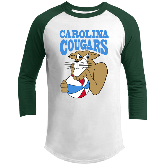 Carolina Cougars Raglan Shirt Franchise ABA Basketball color White/Forest Green