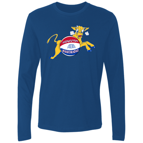 Houston Mavericks Long Sleeve Shirt Legend ABA Basketball color Royal Blue