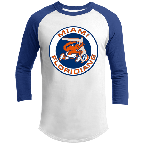 Miami Floridians Raglan Shirt Franchise ABA Basketball color White/Royal Blue