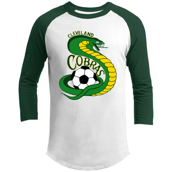 Cleveland Cobras Raglan Shirt Franchise ASL Soccer color White/Forest Green