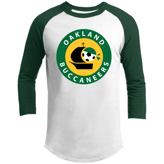 Oakland Buccaneers Raglan Shirt Franchise ASL Soccer color White/Forest Green