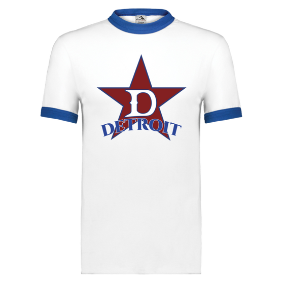 Detroit Stars T-shirt Ringer Negro League Baseball color White/Royal Blue