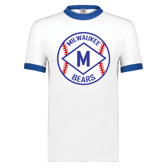 Milwaukee Bears T-shirt Rarified Ringer Negro League Baseball color White/Royal Blue