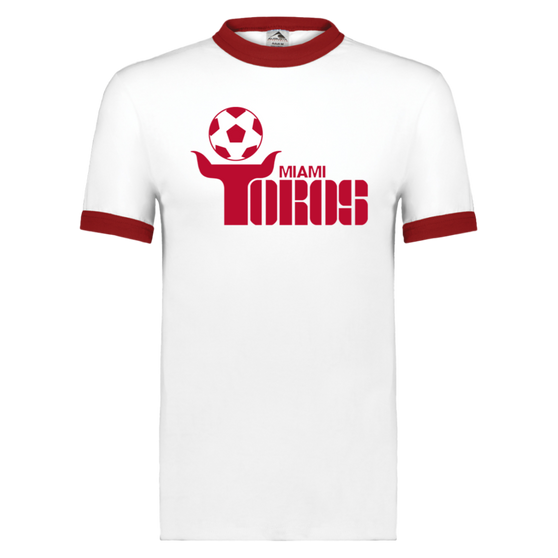 Miami Toros T-shirt Ringer NASL Soccer color White/Red