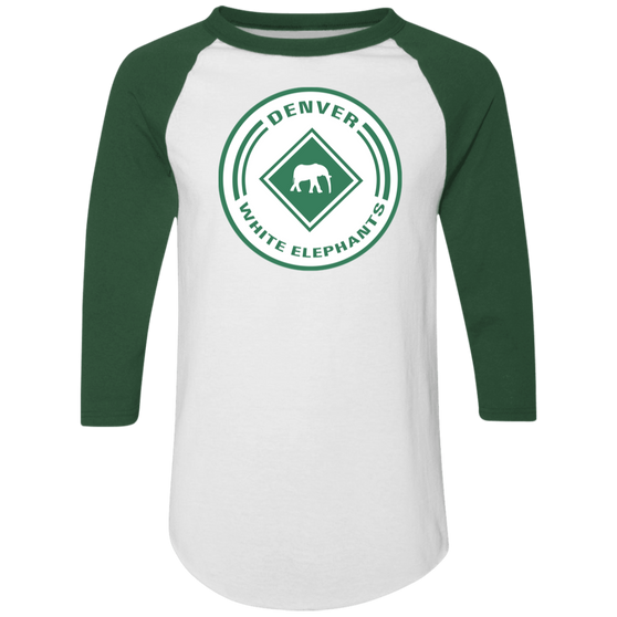 Denver White Elephants Raglan Shirt Negro League Baseball color White/Dark Green