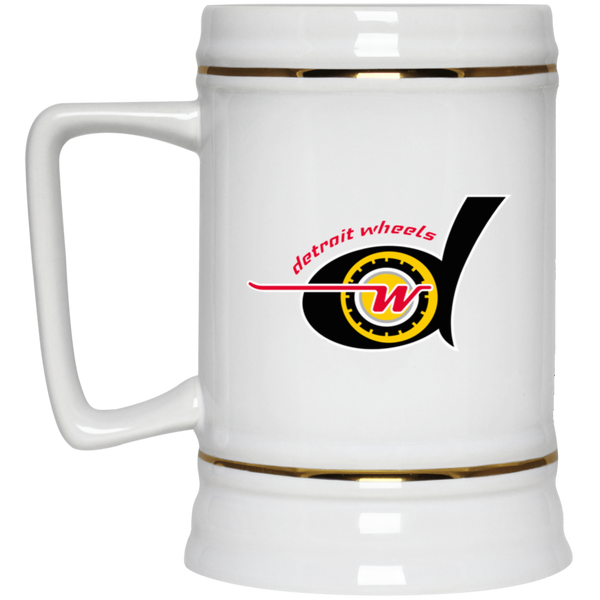 Detroit Wheels Beer Stein 22 oz. White Ceramic WFL Football Team