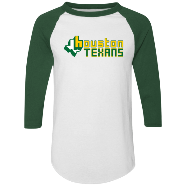 Houston Texans Raglan Shirt Colorblock WFL Football Team color White/Dark Green