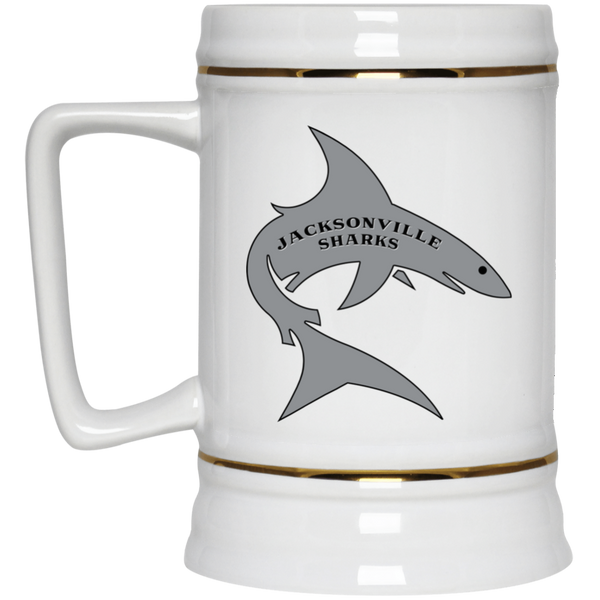 Jacksonville Sharks Beer Stein 22 oz. White Ceramic WFL Football Team