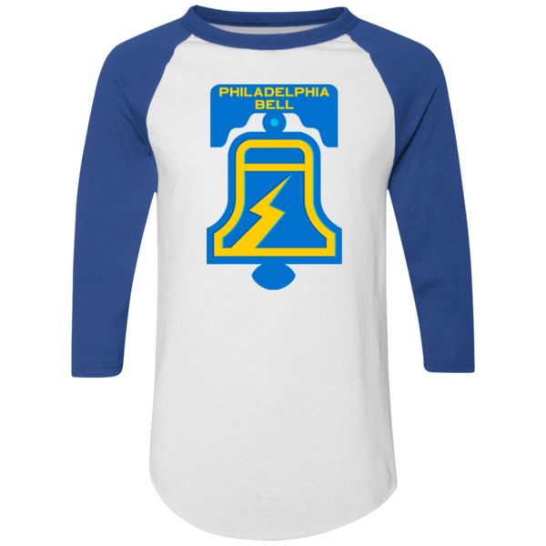 Philadelphia Bell Raglan Shirt Colorblock WFL Football Team color White/Royal Blue