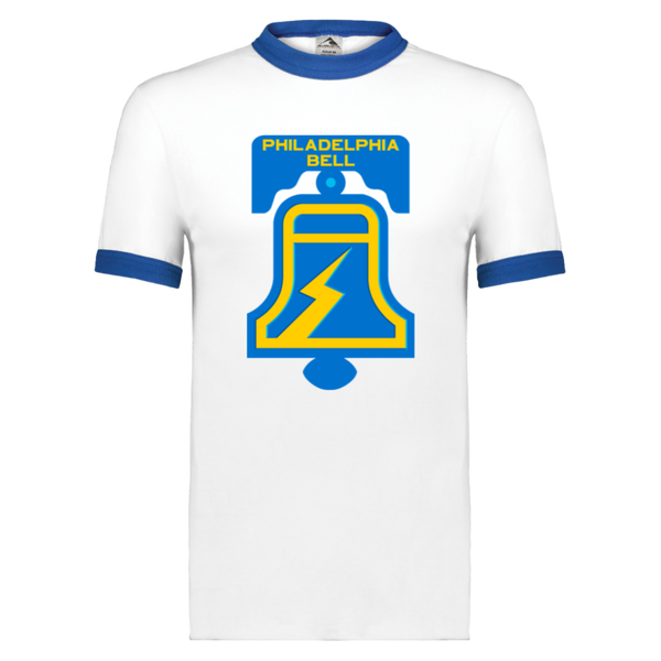 Philadelphia Bell Ringer T-shirt | WFL Football Team color White/Royal Blue
