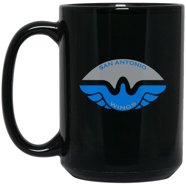 San Antonio Wings Mug 15 oz. Black Glossy Ceramic WFL Football Team