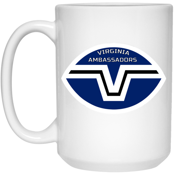 Virginia Ambassadors Mug 15 oz. White Glossy Ceramic WFL Football Team