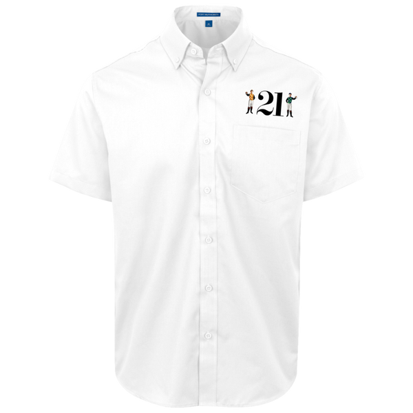 21 Club Twill Shirt Short Sleeve New York City Nightclub color White