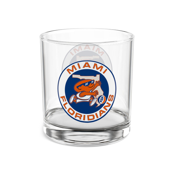 Miami Floridians Rocks Whisky Glass 10 Ounce ABA Basketball Team Drinkware Collectible