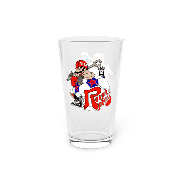 Tulsa Roughnecks Pint Beer Glass 16 Ounce NASL Soccer Team Collectible Drinkware