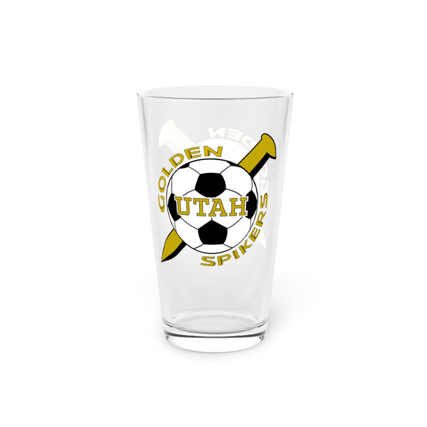 Utah Golden Spikers Pint Beer Glass 16 Ounce ASL Soccer Team Collectible Drinkware