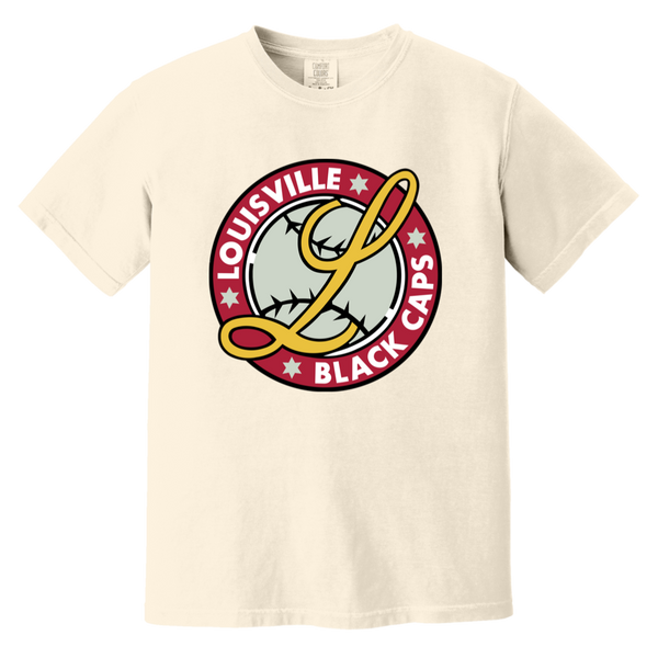 Louisville Black Caps T-shirt Heavyweight Negro Leagues Baseball Team Fan Apparel Tee color Ivory