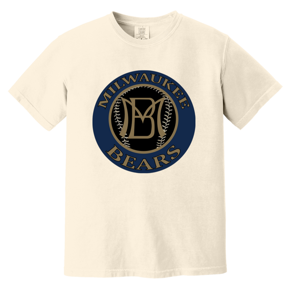 Milwaukee Bears T-shirt Heavyweight Negro Leagues Baseball Team Fan Apparel Tee color Ivory