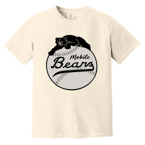 Mobile Black Bears T-shirt Heavyweight Negro Leagues Baseball Team Fan Apparel Tee color Ivory