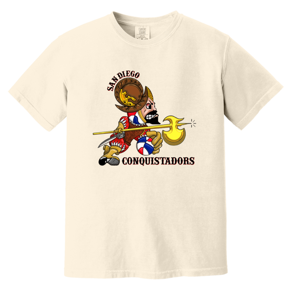 San Diego Conquistadors T-shirt Heavyweight ABA Basketball Team Fan Apparel Tee color Ivory