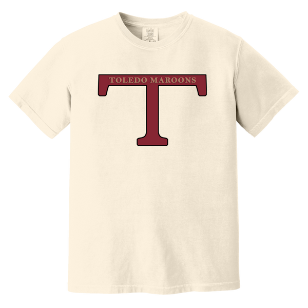Toledo Maroons T-shirt Heavyweight NFL Football Team Fan Apparel Tee color Ivory