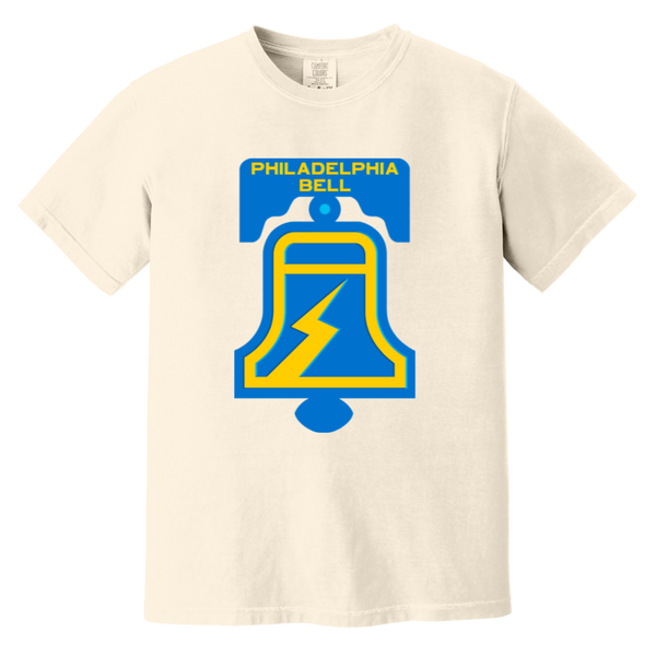 Philadelphia Bell T-shirt Heavyweight WFL Football Team Fan Apparel Tee color Ivory