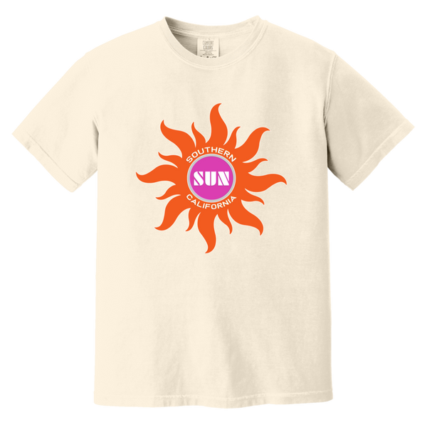 Southern California Sun T-shirt Heavyweight WFL Football Team Fan Apparel Tee color Ivory