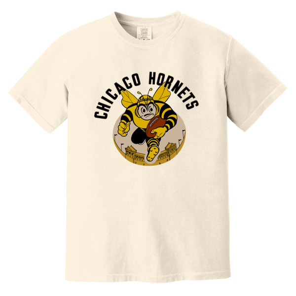 Chicago Hornets T-shirt Heavyweight AAFC Football Team Fan Apparel Tee color Ivory