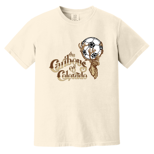 Colorado Caribous T-shirt Heavyweight NASL Soccer Team Fan Apparel Tee color Ivory