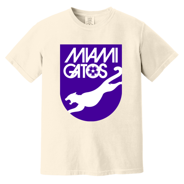 Miami Gatos T-shirt Heavyweight NASL Soccer Team Fan Apparel Tee color Ivory