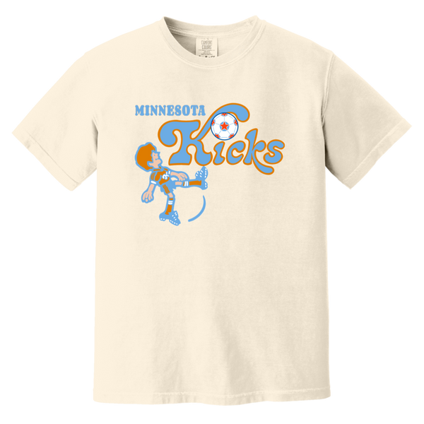 Minnesota Kicks T-shirt Heavyweight NASL Soccer Team Fan Apparel Tee color Ivory