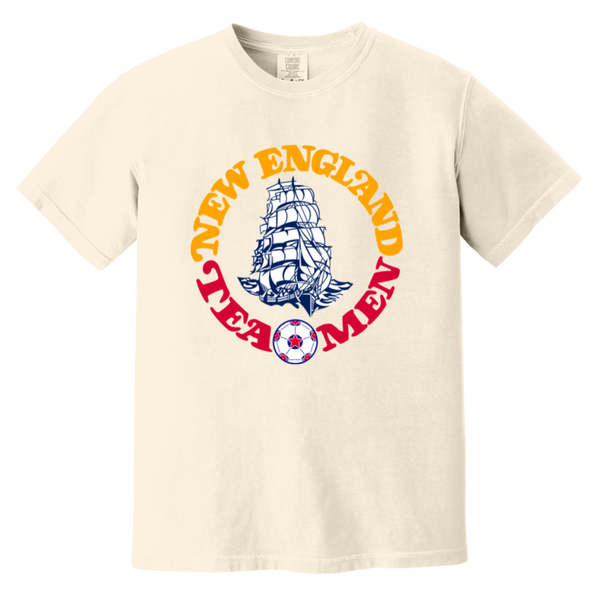 New England Tea Men T-shirt Heavyweight NASL Soccer Team Fan Apparel Tee color Ivory