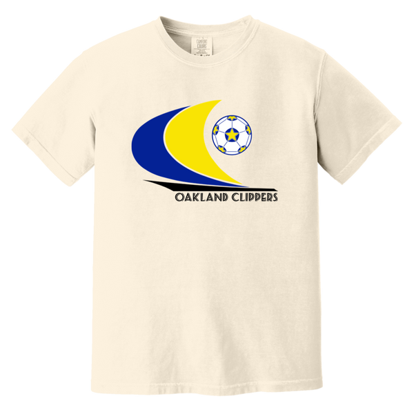 Oakland Clippers T-shirt Heavyweight NASL Soccer Team Fan Apparel Tee color Ivory