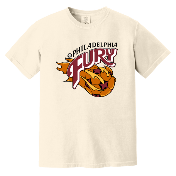 Philadelphia Fury T-shirt Heavyweight NASL Soccer Team Fan Apparel Tee color Ivory