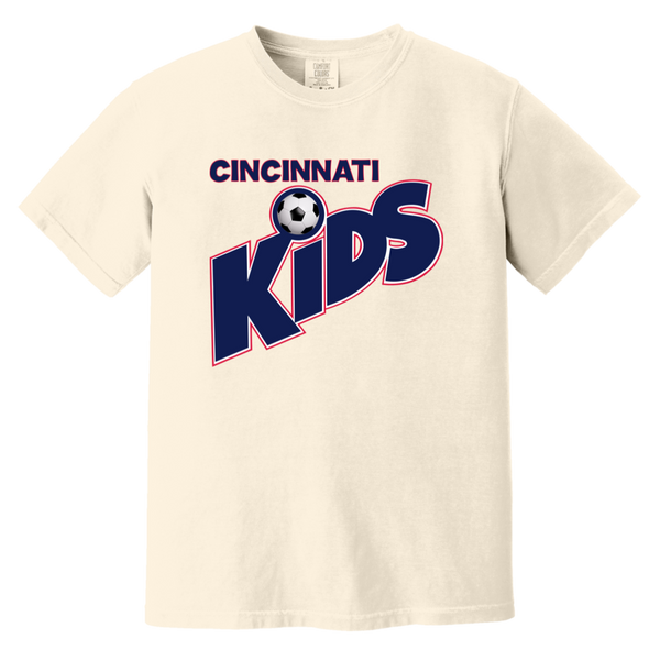 Cincinnati Kids T-shirt Heavyweight MISL Soccer Team Fan Apparel Tee color Ivory