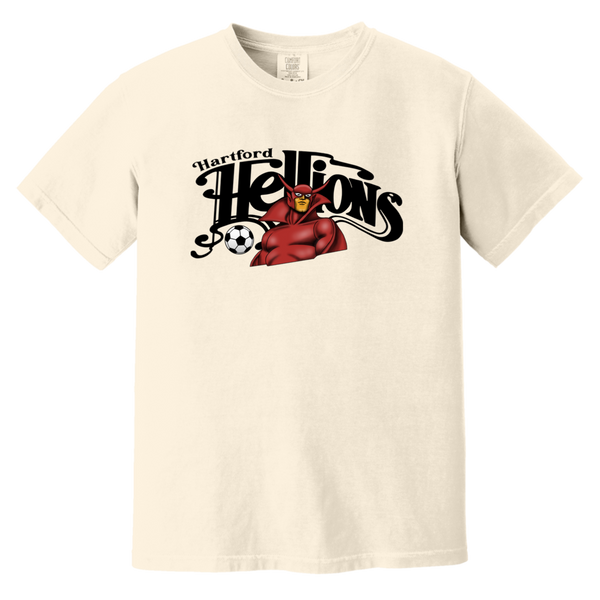 Hartford Hellions T-shirt Heavyweight MISL Soccer Team Fan Apparel Tee color Ivory