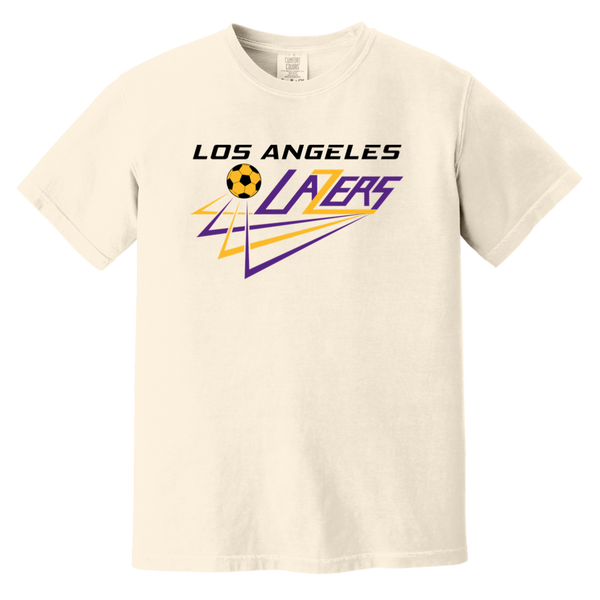 Los Angeles Lazers T-shirt Heavyweight MISL Soccer Team Fan Apparel Tee color Ivory