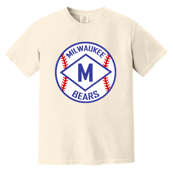 Milwaukee Bears T-shirt Heavyweight Negro Leagues Baseball Team Fan Apparel Tee color Ivory