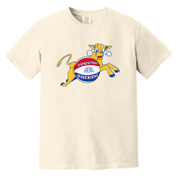 Houston Mavericks T-shirt Heavyweight ABA Basketball Team Fan Apparel Tee color Ivory