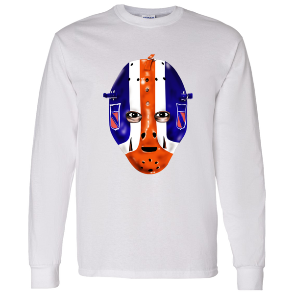 New York Rangers NHL Goalie Mask Long Sleeve Shirt color White