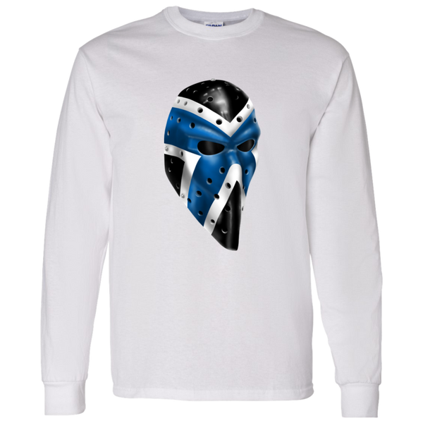 Pittsburgh Penguins NHL Michel Plasse Goalie Mask Long Sleeve Shirt color White