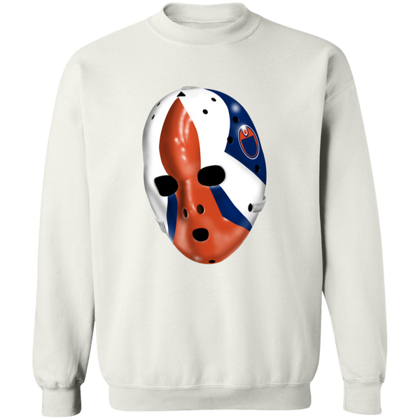 Edmonton Oilers NHL Grant Fuhr Goalie Mask Sweatshirt Crewneck Pullover color White
