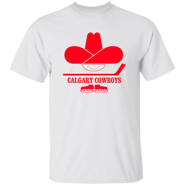 Calgary Cowboys WHA Hockey Short Sleeve T-shirt in White