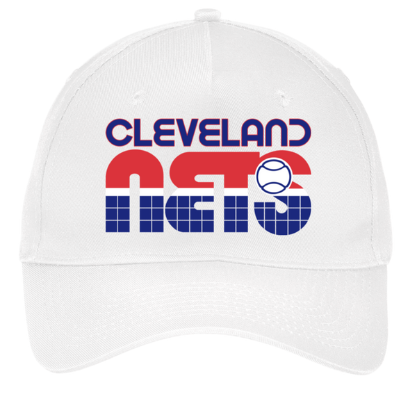 Vintage Cleveland Nets World Team Tennis twill cap with seamless 5-panel front and retro logo in white