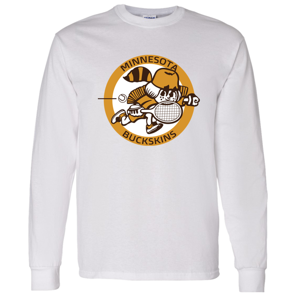 Retro Minnesota Buckskins long sleeve shirt featuring vintage WTT tennis team logo in white