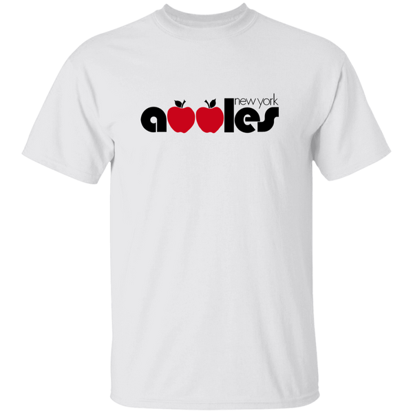 Vintage-style New York Apples WTT T-shirt with retro 1970s team logo graphic in white