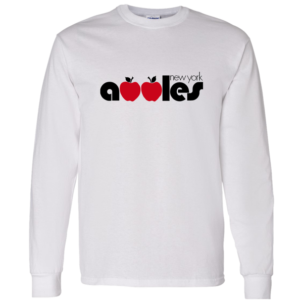 Retro New York Apples long sleeve shirt featuring vintage WTT tennis team logo in white