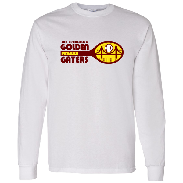 Retro San Francisco Golden Gaters long sleeve shirt featuring vintage WTT tennis team logo in white