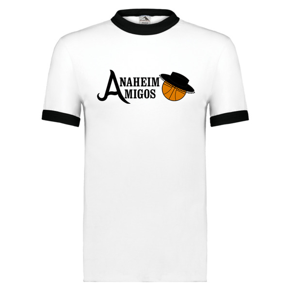 Anaheim Amigos T-shirt Ringer ABA Basketball color White/Black